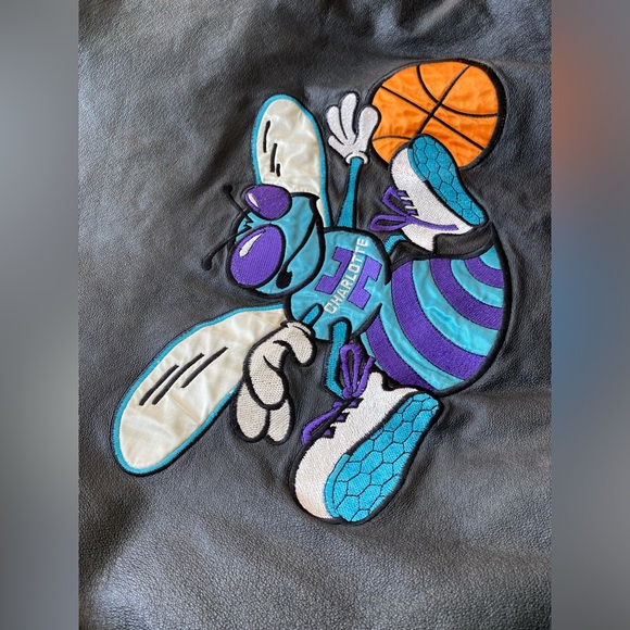 Vintage 1990’s NBA Charlotte Hornets Pro Player Leather Jacket Men’s Size SMALL - Picture 8 of 16